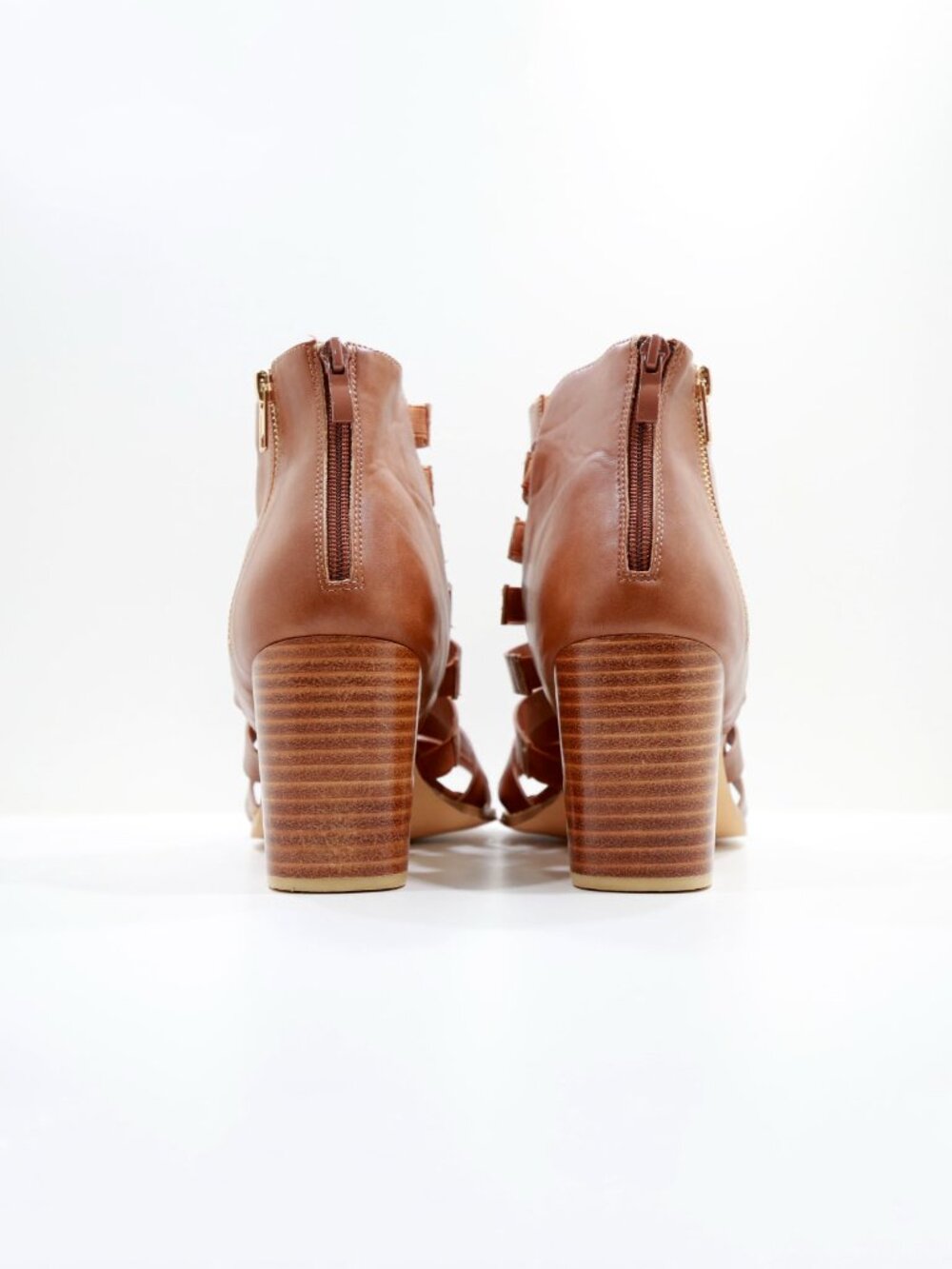 Torrid Brown Faux Leather 4" Block Heel Cage Sandals - 11 WW - Picture 4 of 7